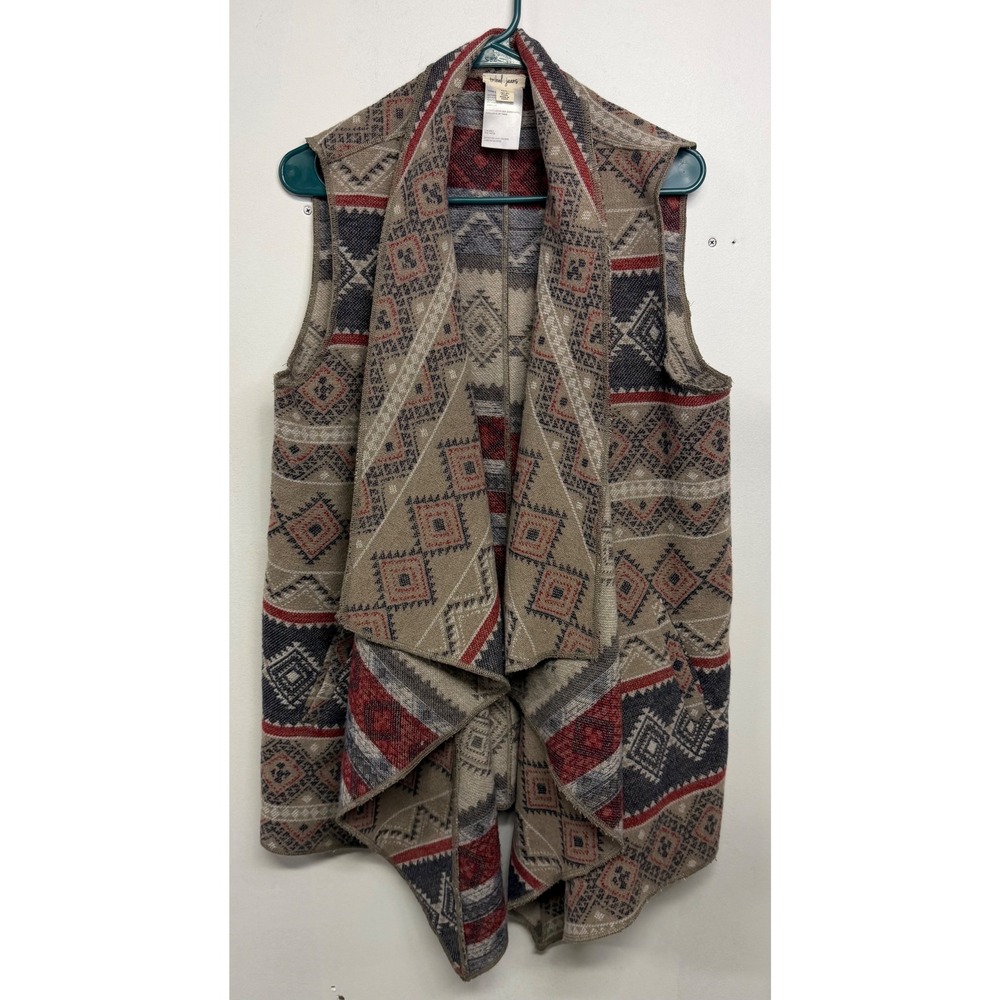 Tribal Jeans Women's Southwestern Geometric‎ Drape Front Vest Wool Blend